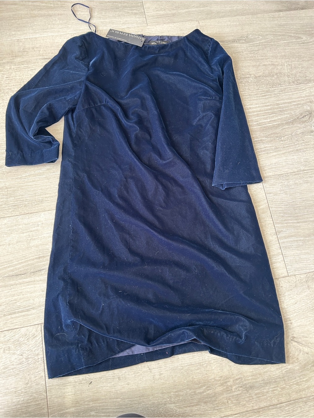 Banana republic nwt blue suede slip dress short 3/4 sleeve